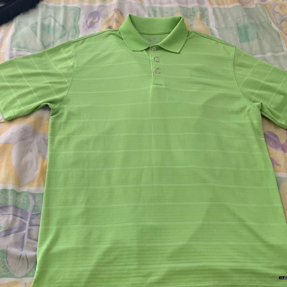 Golf polo. Champion green (with thin white stripes) duo dry, size medium